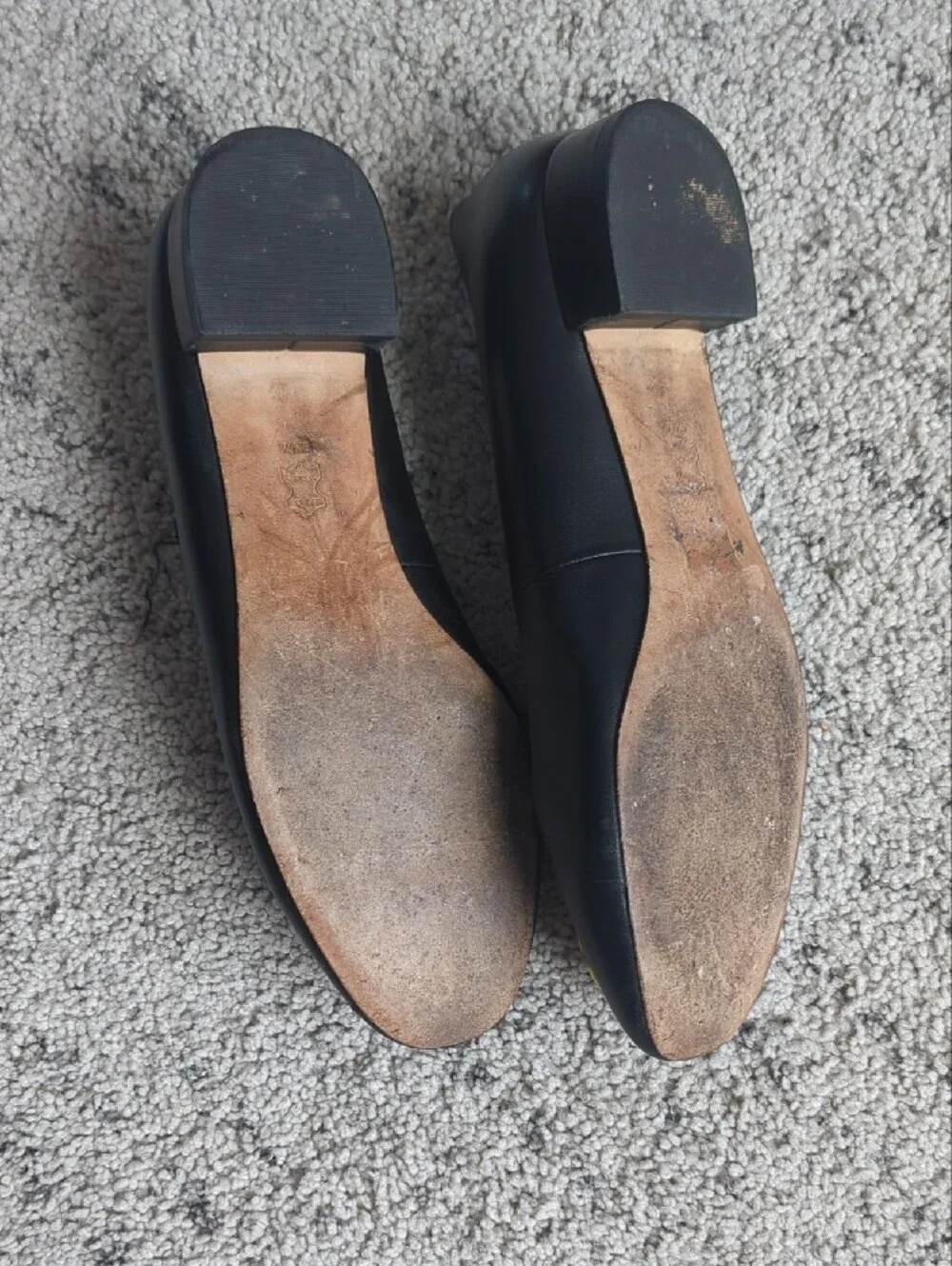 Tory Burch Black Leather Ballet Flats with Gold Logo Medallion